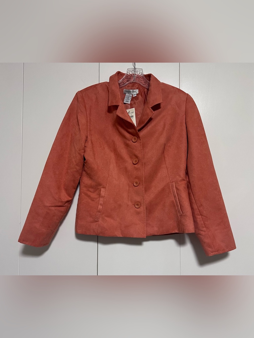 NWT Coldwater Creek Coral Pink Faux Suede Petite Blazer Jacket Size 6P
